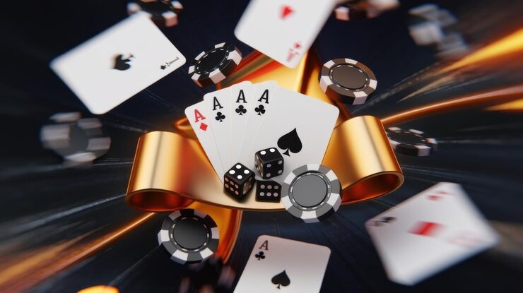 Free Bet Blackjack strategy chart displayed on a desktop monitor next to a mobile phone showing xo4d live table